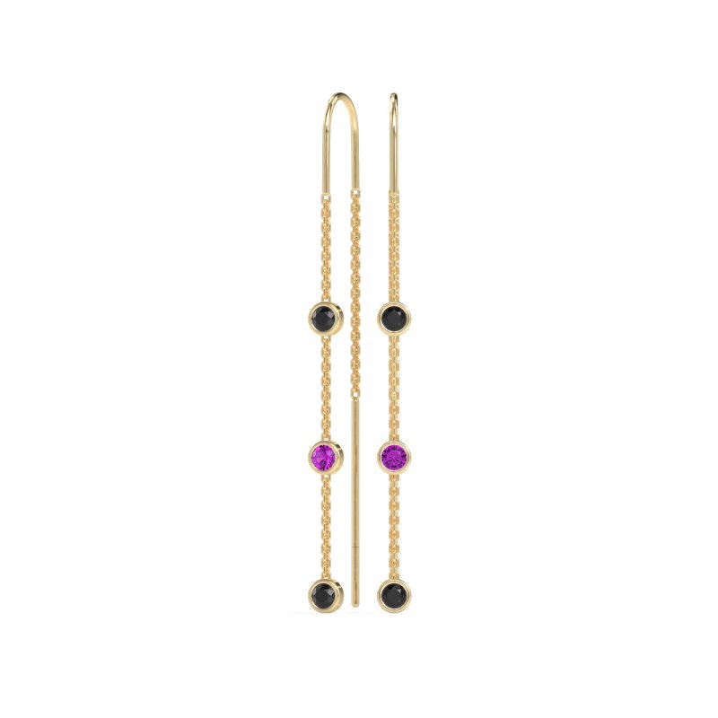 Three-Stone Threader Earrings