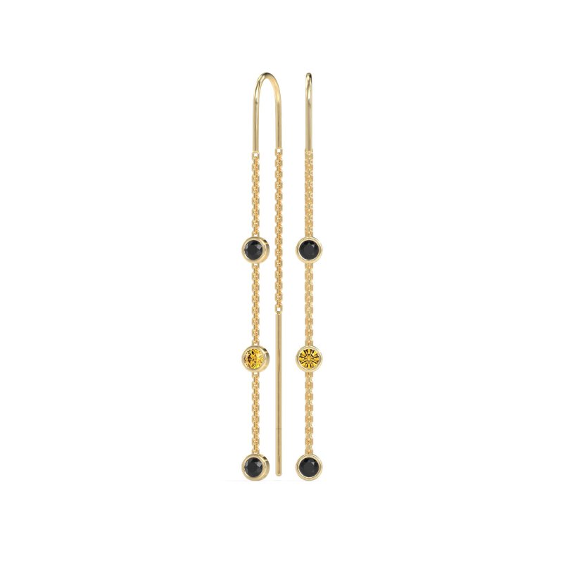 Three-Stone Threader Earrings