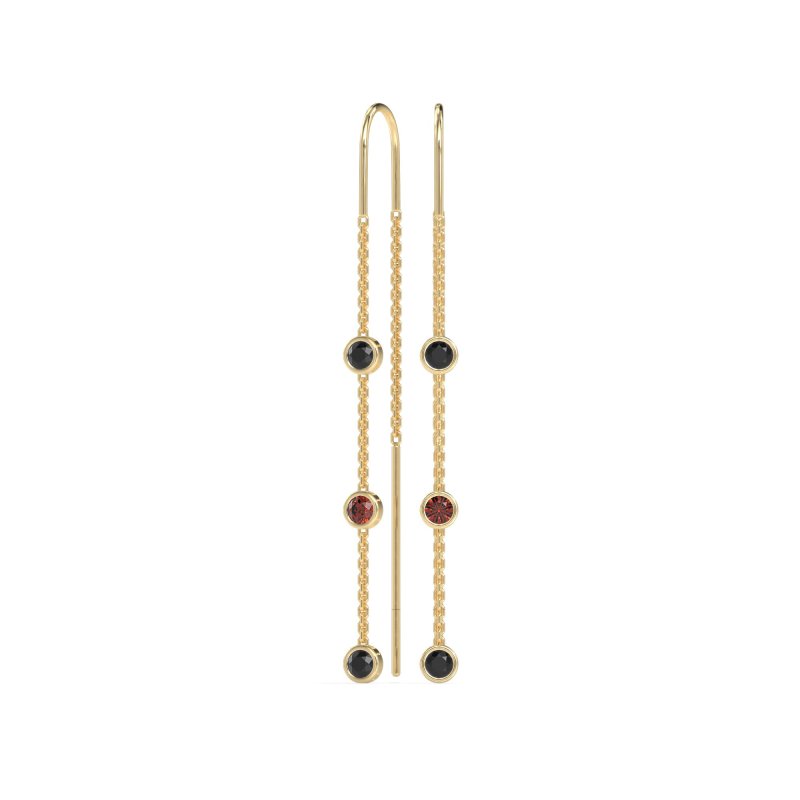 Three-Stone Threader Earrings