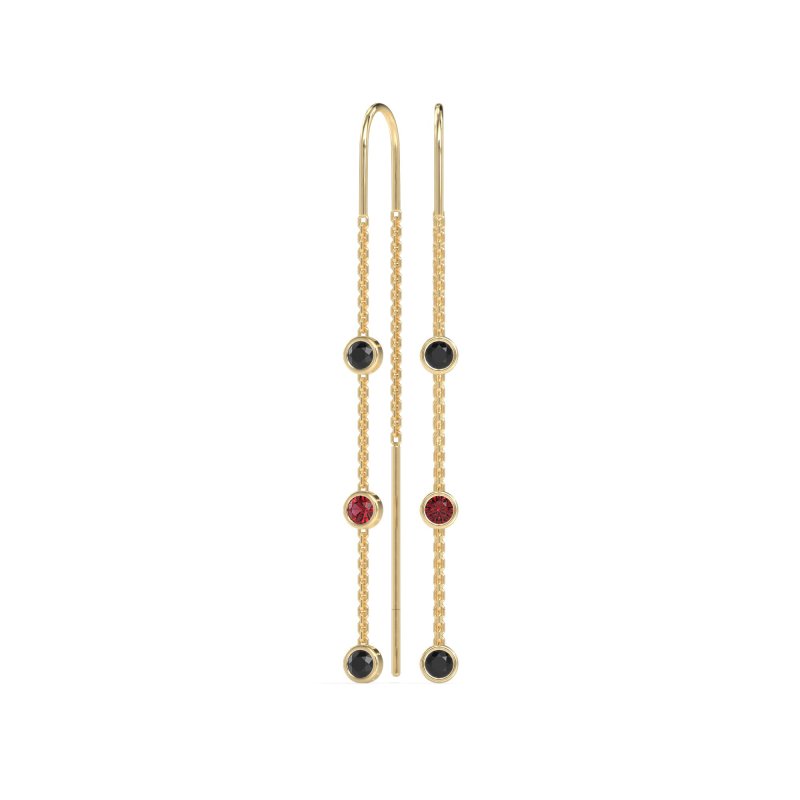 Three-Stone Threader Earrings
