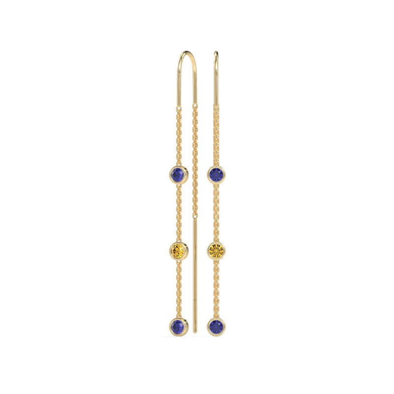 Three-Stone Threader Earrings