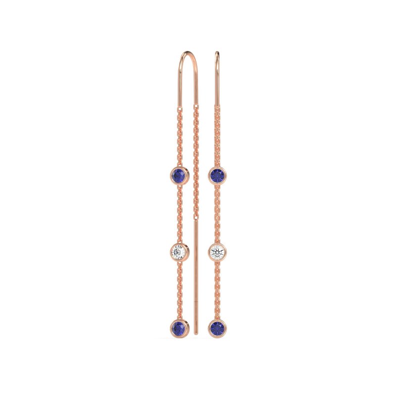 Three-Stone Threader Earrings