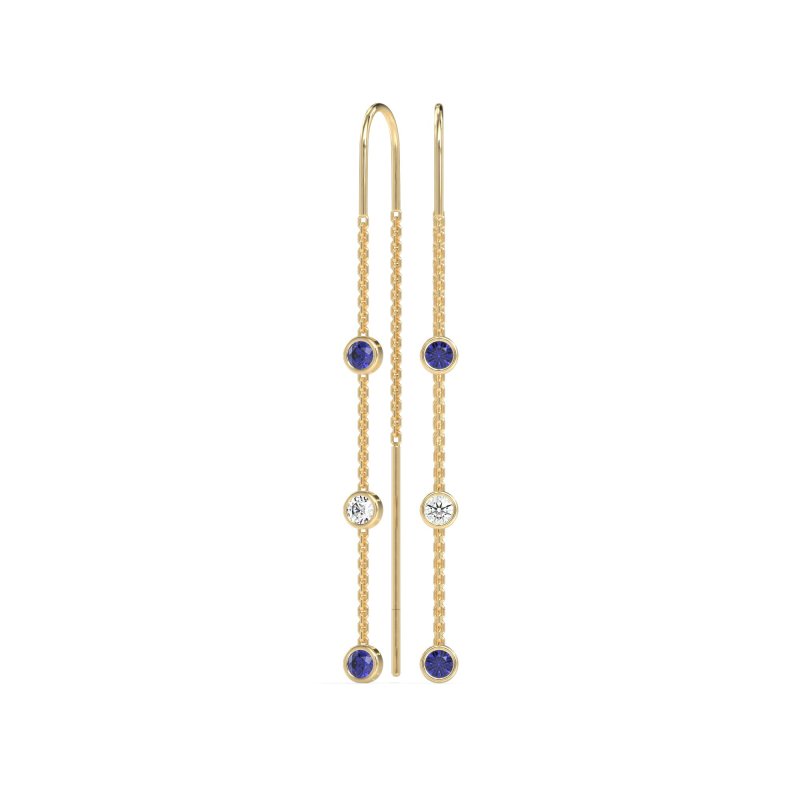 Three-Stone Threader Earrings