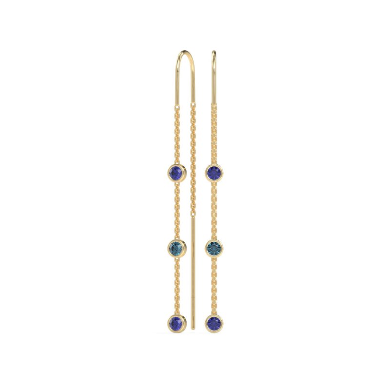 Three-Stone Threader Earrings