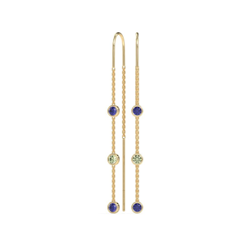 Three-Stone Threader Earrings