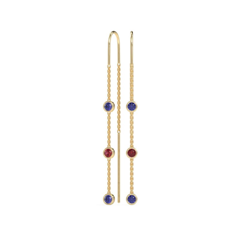 Three-Stone Threader Earrings