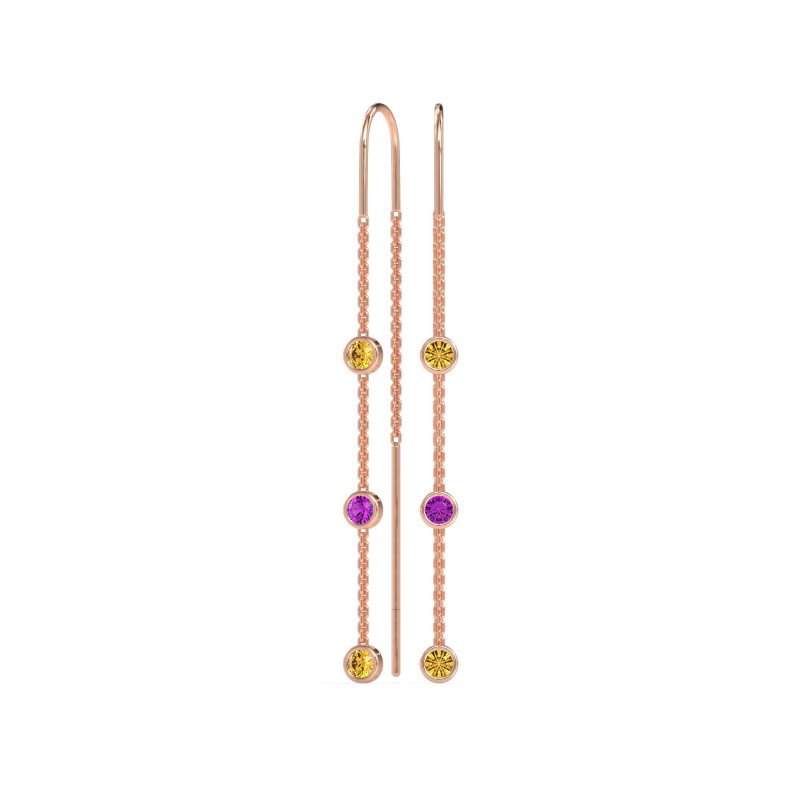 Three-Stone Threader Earrings