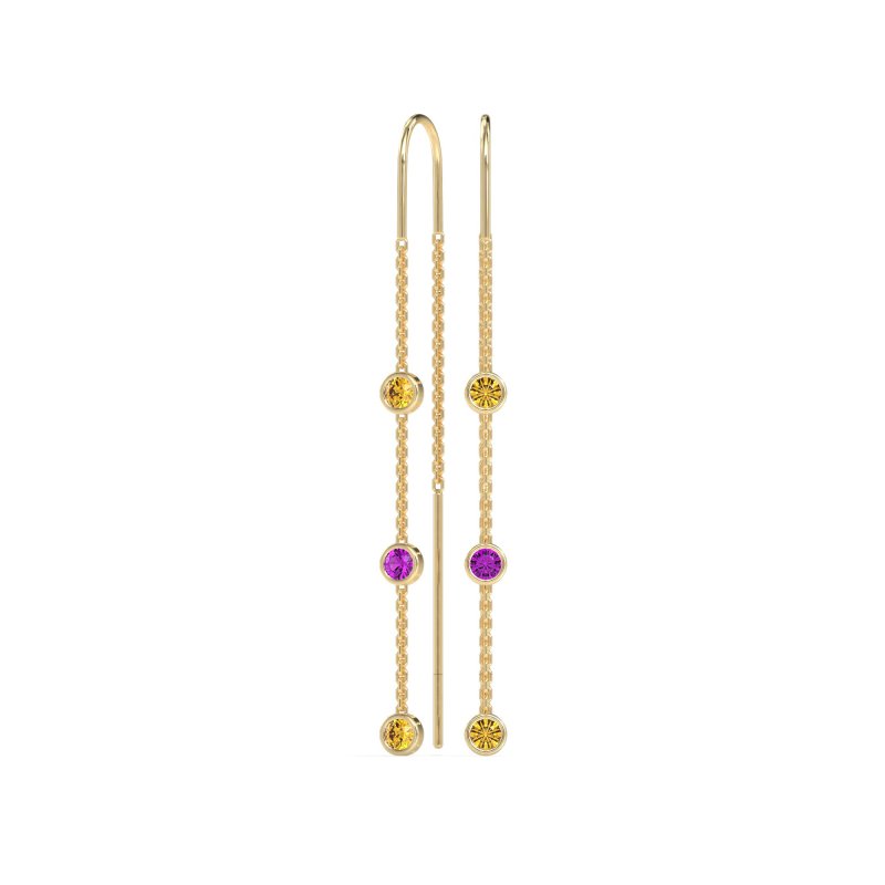 Three-Stone Threader Earrings