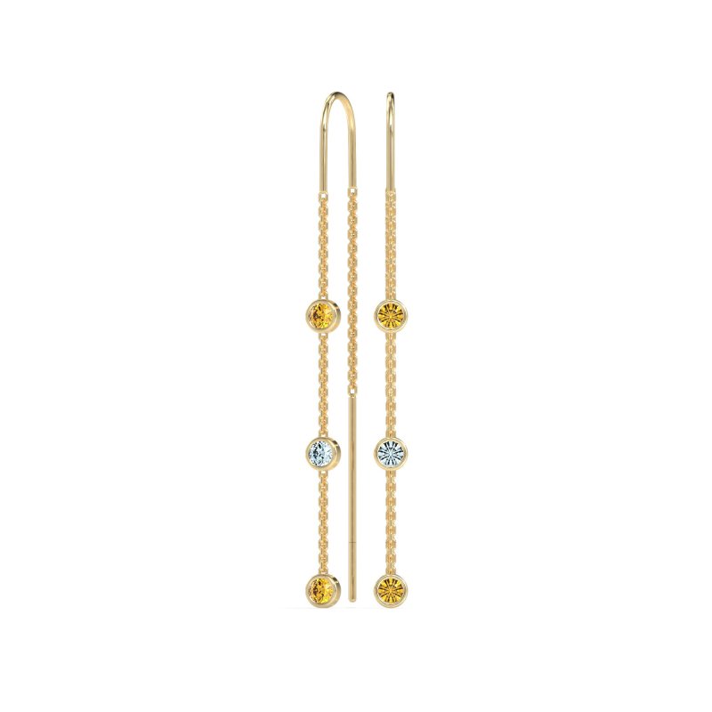 Three-Stone Threader Earrings