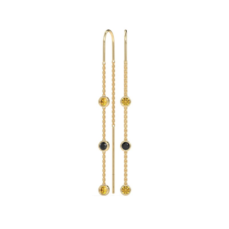 Three-Stone Threader Earrings