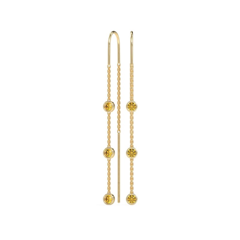 Three-Stone Threader Earrings
