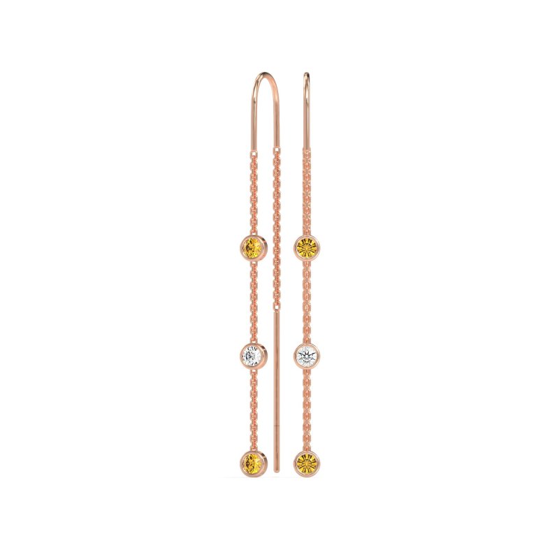 Three-Stone Threader Earrings