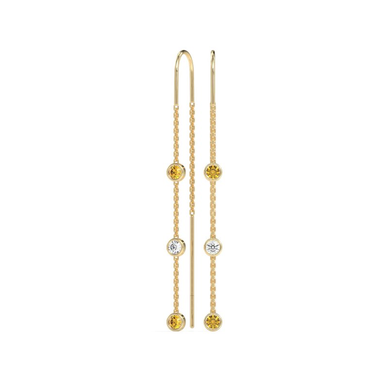 Three-Stone Threader Earrings