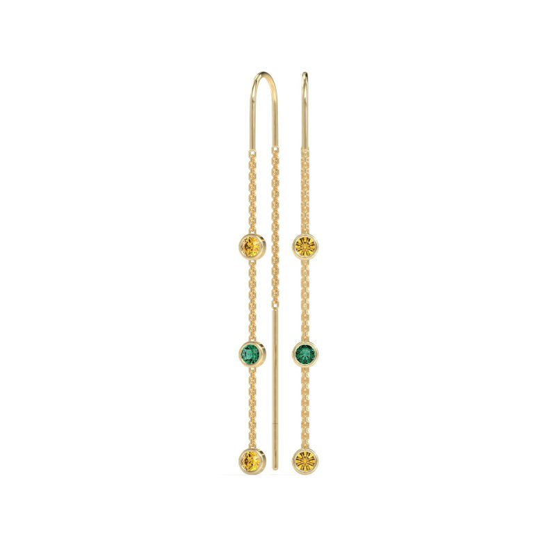 Three-Stone Threader Earrings