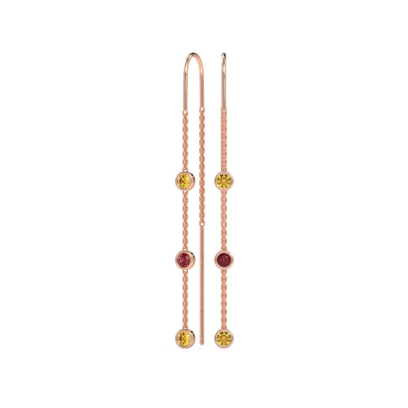 Three-Stone Threader Earrings