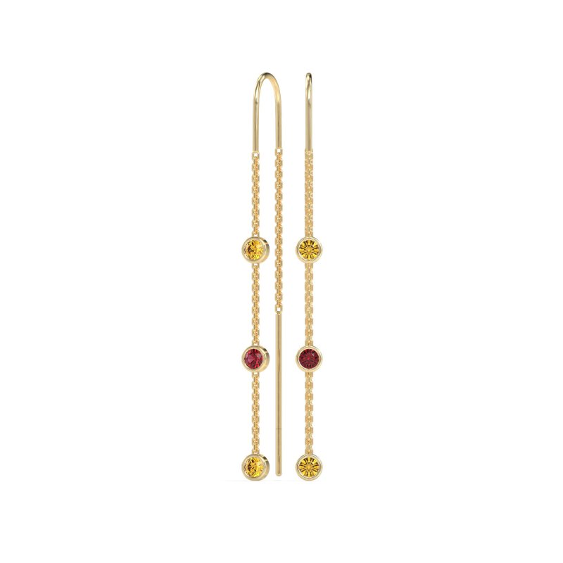 Three-Stone Threader Earrings