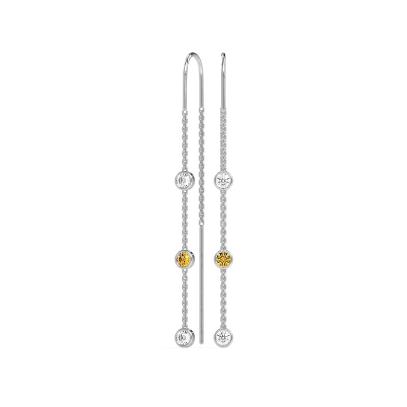 Three-Stone Threader Earrings