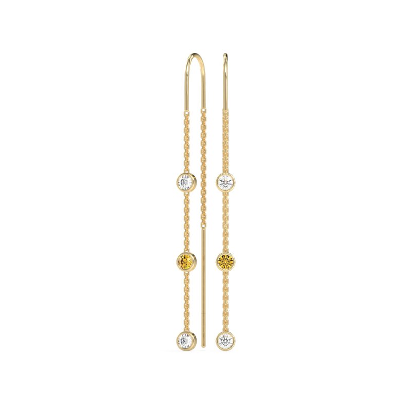 Three-Stone Threader Earrings
