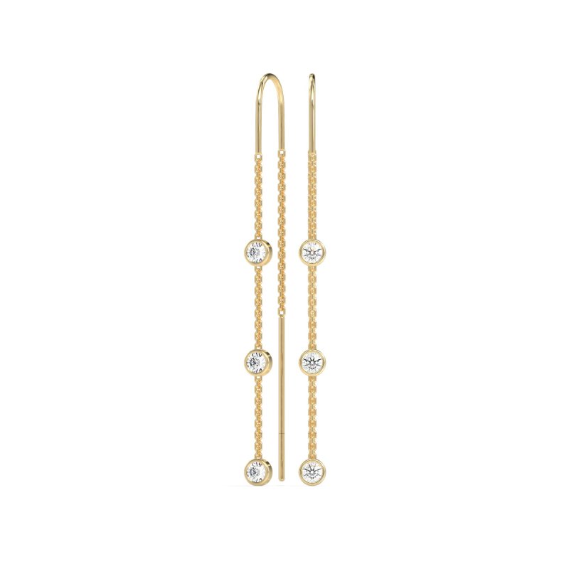Three-Stone Threader Earrings