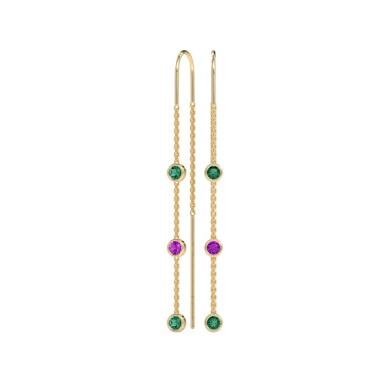 Three-Stone Threader Earrings