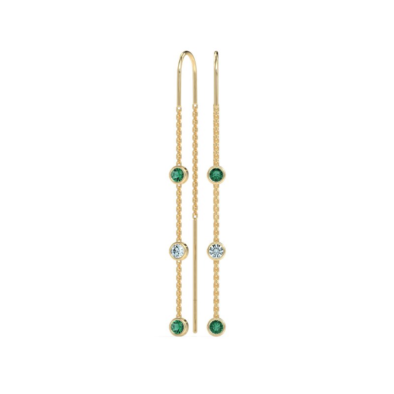 Three-Stone Threader Earrings