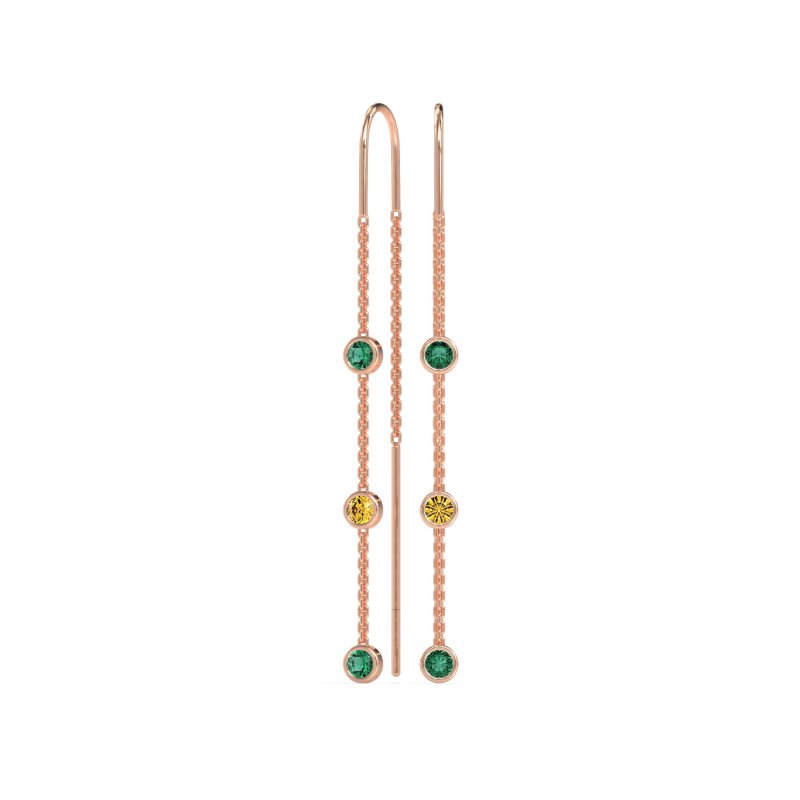 Three-Stone Threader Earrings