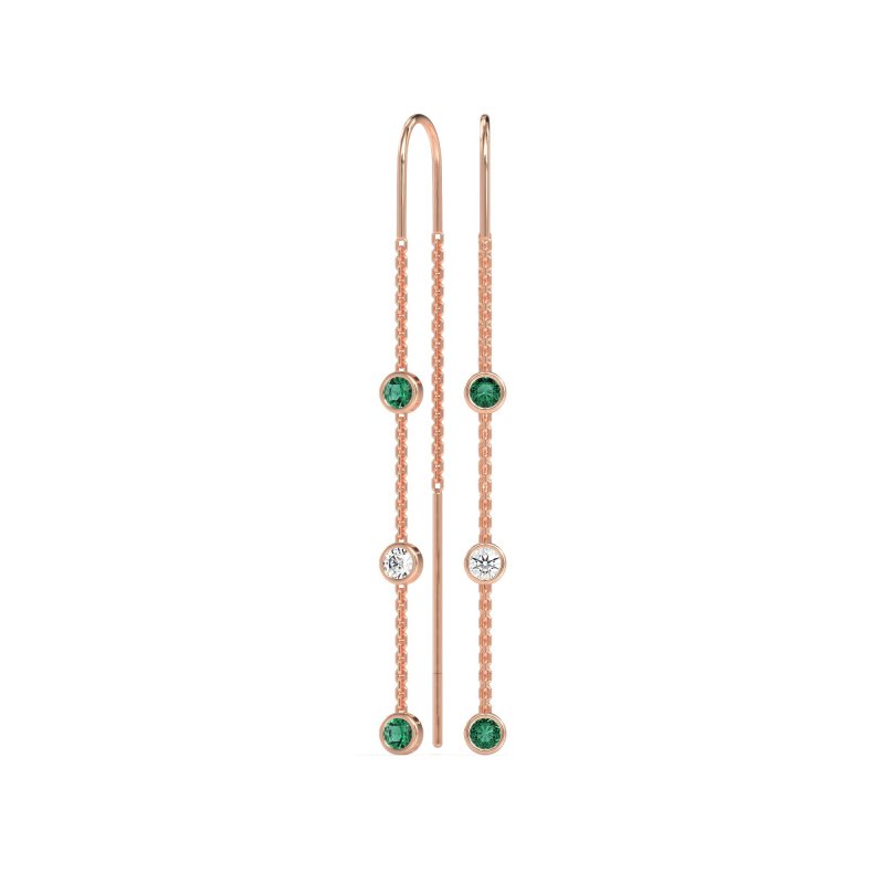 Three-Stone Threader Earrings