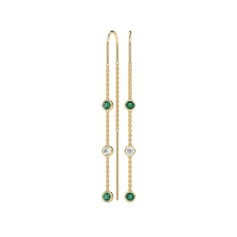 Three-Stone Threader Earrings