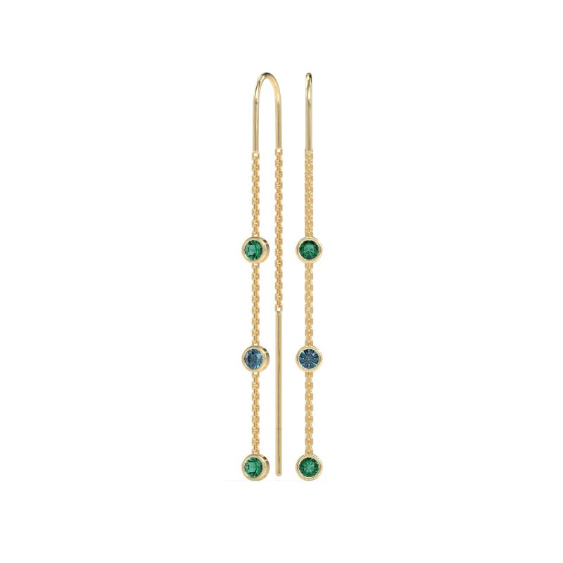 Three-Stone Threader Earrings