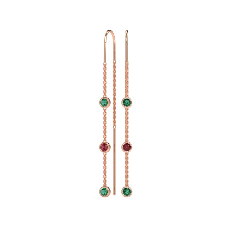 Three-Stone Threader Earrings