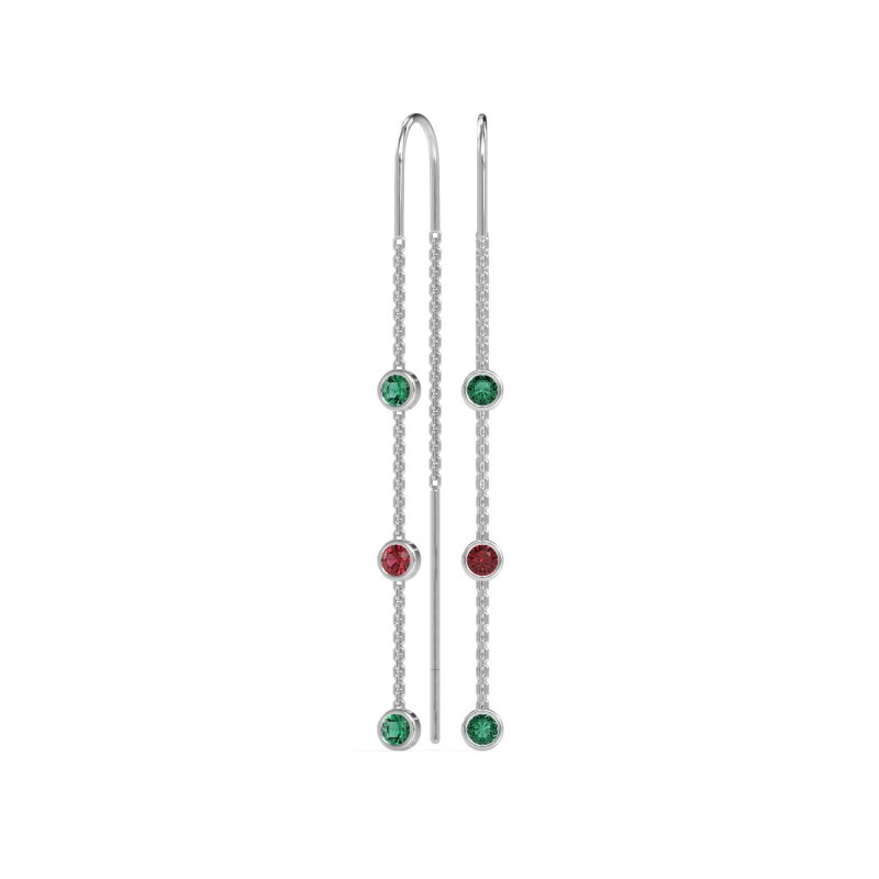 Three-Stone Threader Earrings