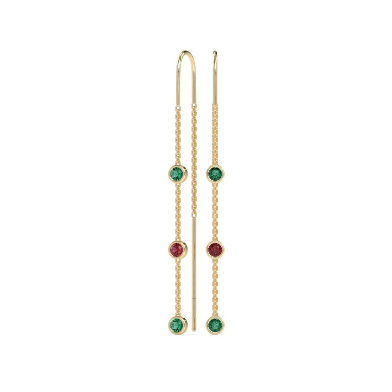 Three-Stone Threader Earrings