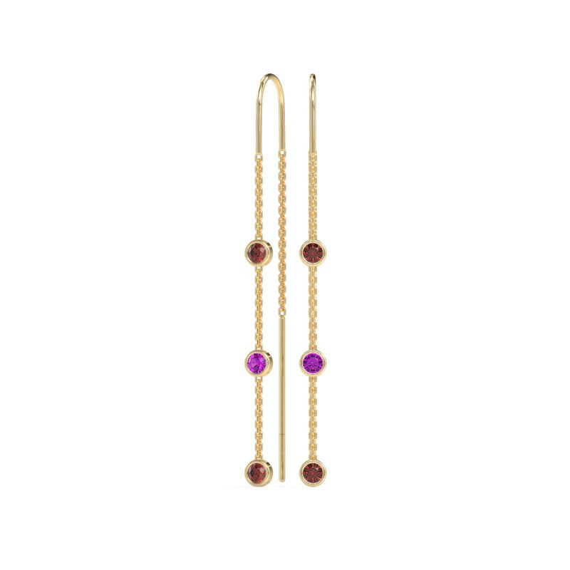 Three-Stone Threader Earrings