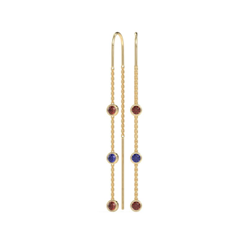 Three-Stone Threader Earrings