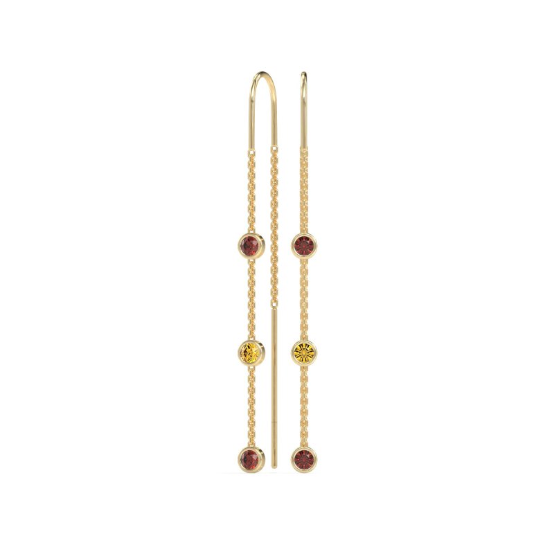 Three-Stone Threader Earrings