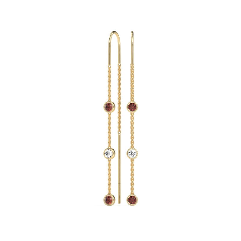 Three-Stone Threader Earrings