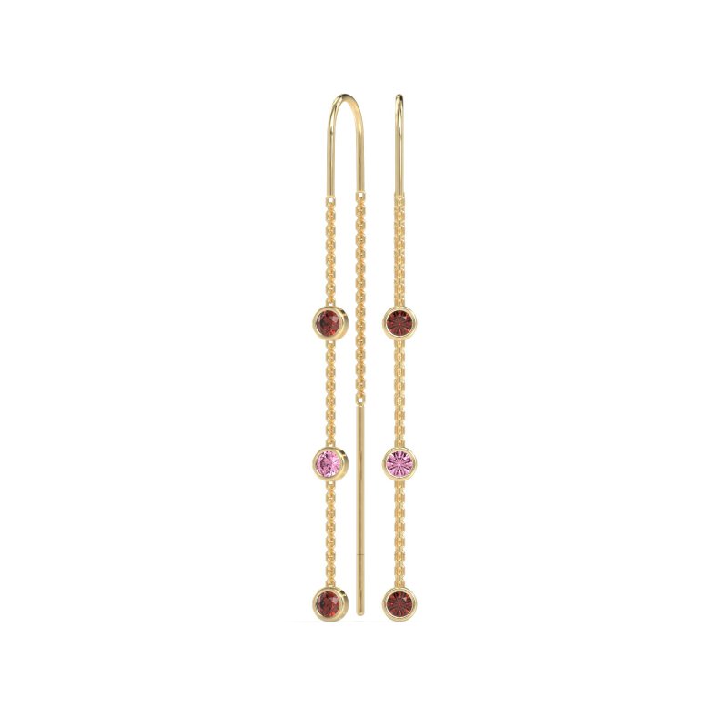 Three-Stone Threader Earrings