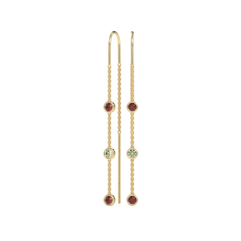Three-Stone Threader Earrings