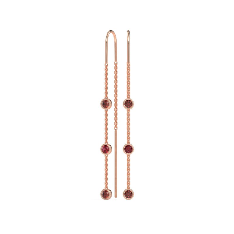 Three-Stone Threader Earrings