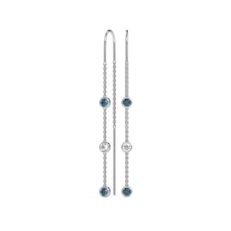 Three-Stone Threader Earrings