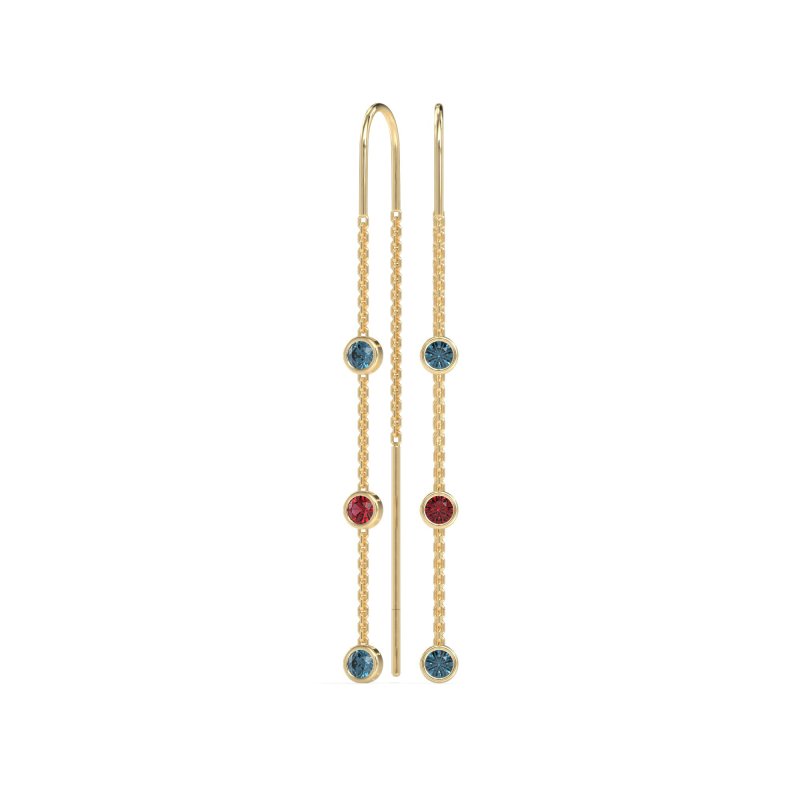 Three-Stone Threader Earrings