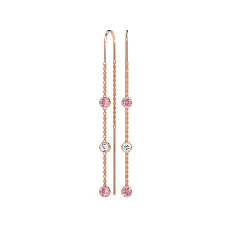 Three-Stone Threader Earrings