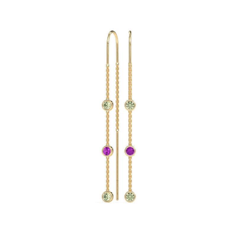 Three-Stone Threader Earrings