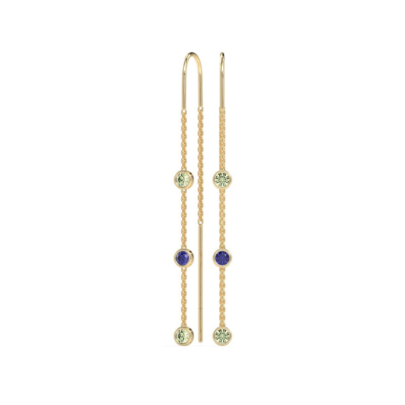 Three-Stone Threader Earrings