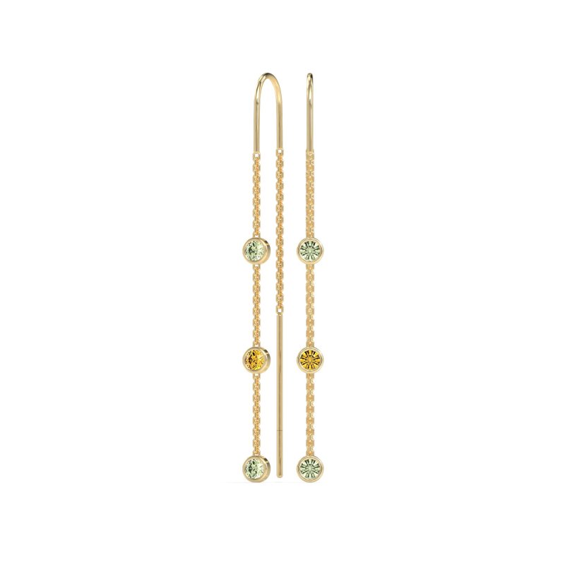 Three-Stone Threader Earrings