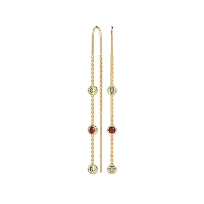 Three-Stone Threader Earrings