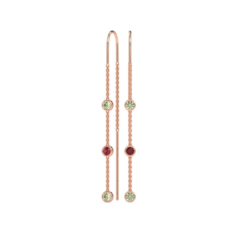 Three-Stone Threader Earrings