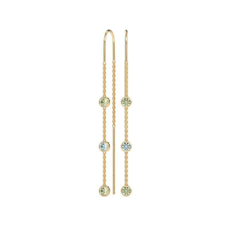 Three-Stone Threader Earrings
