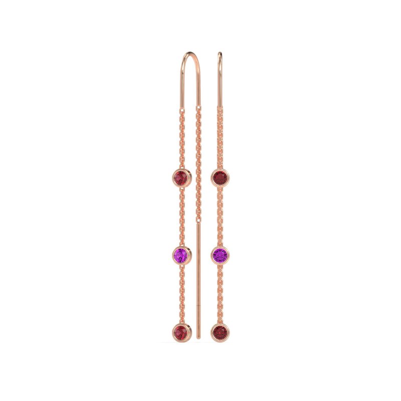 Three-Stone Threader Earrings