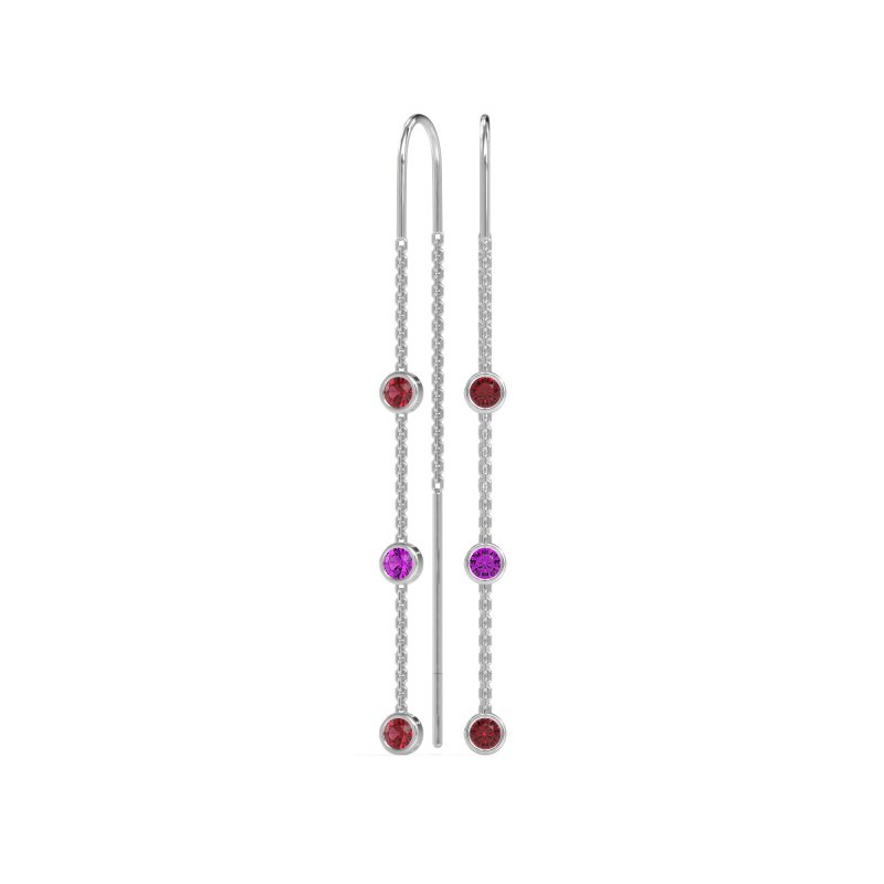 Three-Stone Threader Earrings